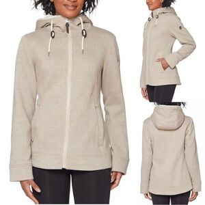1 Madison Expedition | Faux Fur Hooded Women’s Jacket Beige  Full Zip Size L